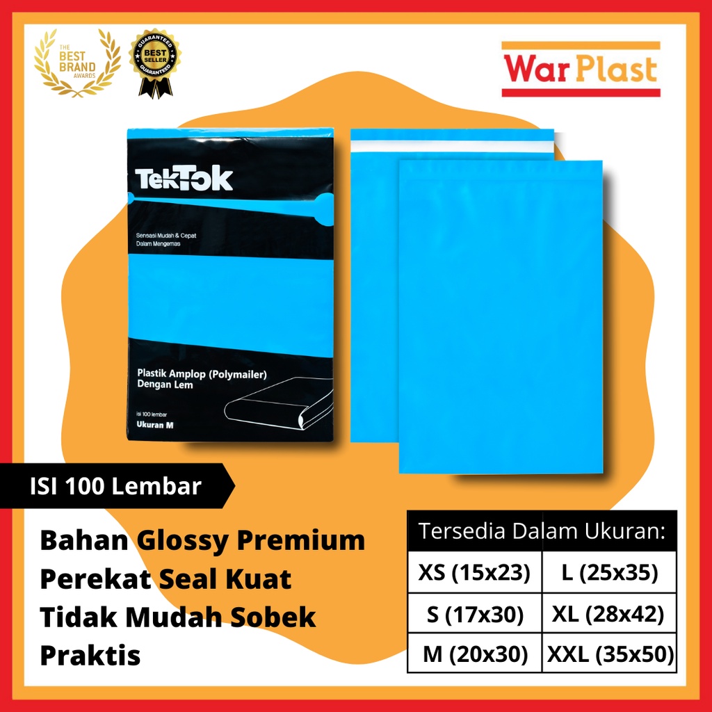 Plastik Polymailer Amplop Plastik Packing TekTok isi 100 - Biru