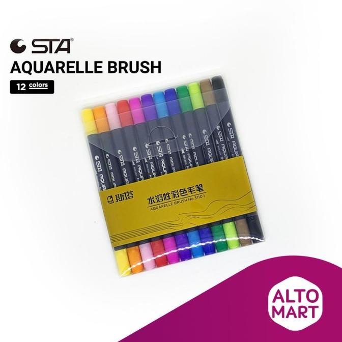 

(BISA COD) STA Aquarelle Water Color Dual Tip Brush Pen KOMPLIT Kode 546