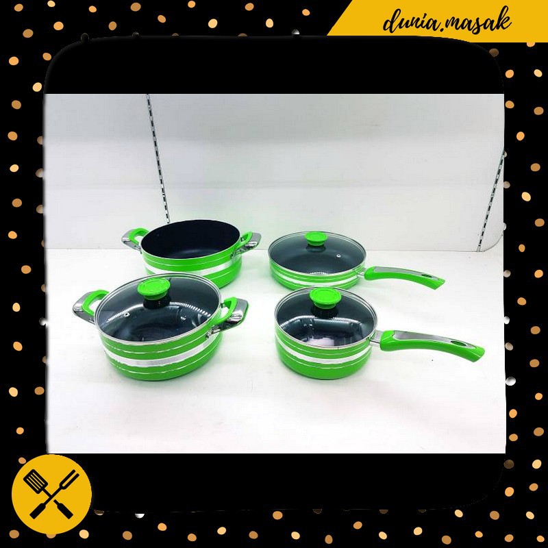 Panci Set Osan 7 Pcs Apple Green Unik Murah Berkualitas