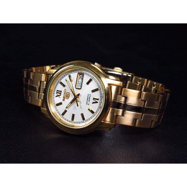 Seiko 5 SNKK84K1 Automatic Gold Coating Bracelet | Jam Pria SNKK84