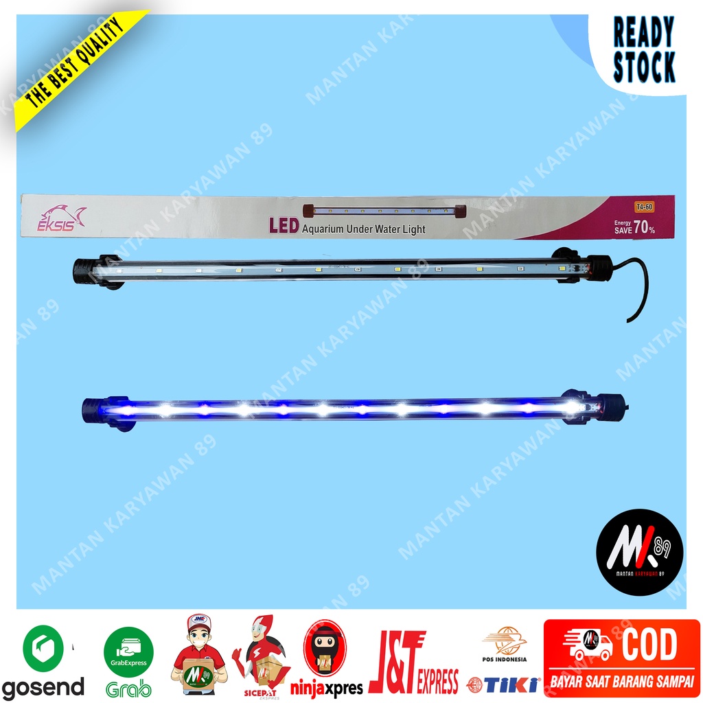 Eksis Lampu Celup Aquarium 60 CM LED Putih Biru Original Hiasan Aksesoris Akuarium Aquascape Kolam M
