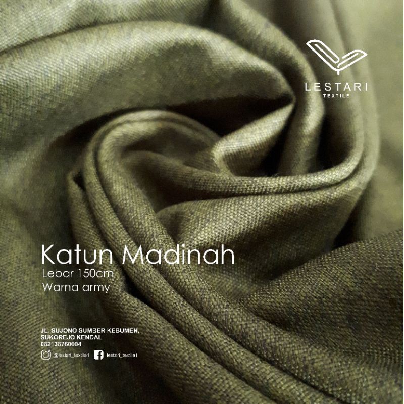 kain katun/cotton madinah fodu hijau army
