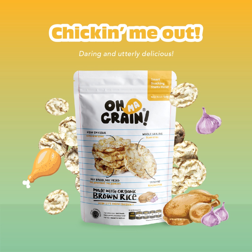 Oh Ma Grain Popped Rice Crackers -Onion Chicken- cemilan sehat