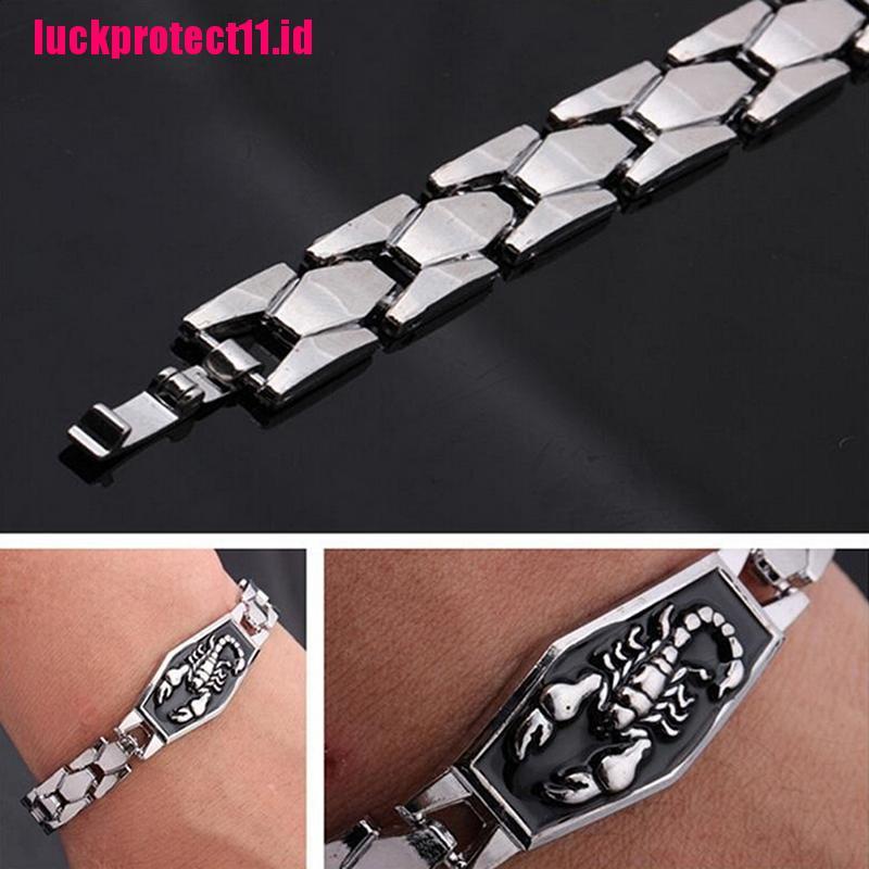 (LUCK) Gelang Tangan Rantai Stainless Steel Aksen Kalajengking Untuk Pria