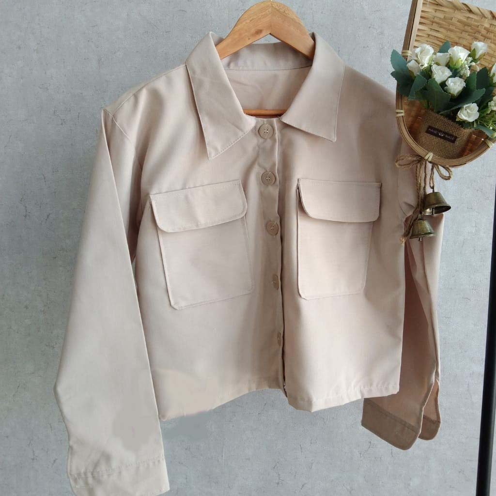 Jaket Crop Wanita American Drill