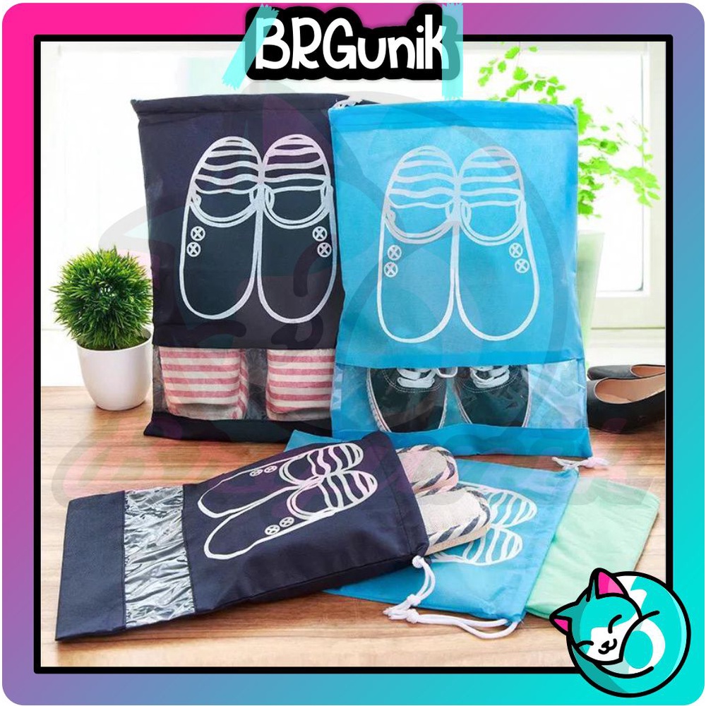 BRGUNIK Serut Sepatu Shoes Bag Penyimpanan Sepatu dan Sendal Kantong Sepatu Tali Serut Serbaguna Murah Import R030