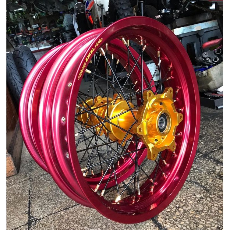 Velg Supermoto CRF 150 L - Velg EXCEL 17 300 350 Tromol SCARLET