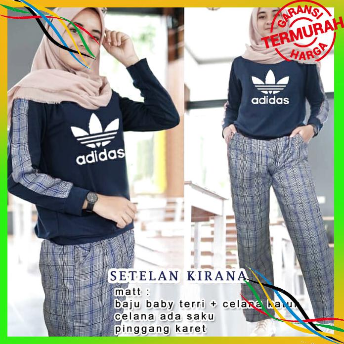 OLAHRAGA BAJU OLAH RAGA WANITA ADIDAS KOTAK BAJU SENAM STELAN KIRANA BAYAR COD