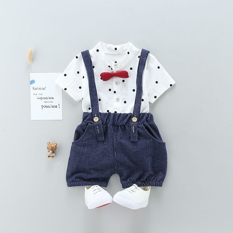 (6bln-4tahun) baju setelan anak laki-laki overall kodok suspender formal anak keren kemeja putih