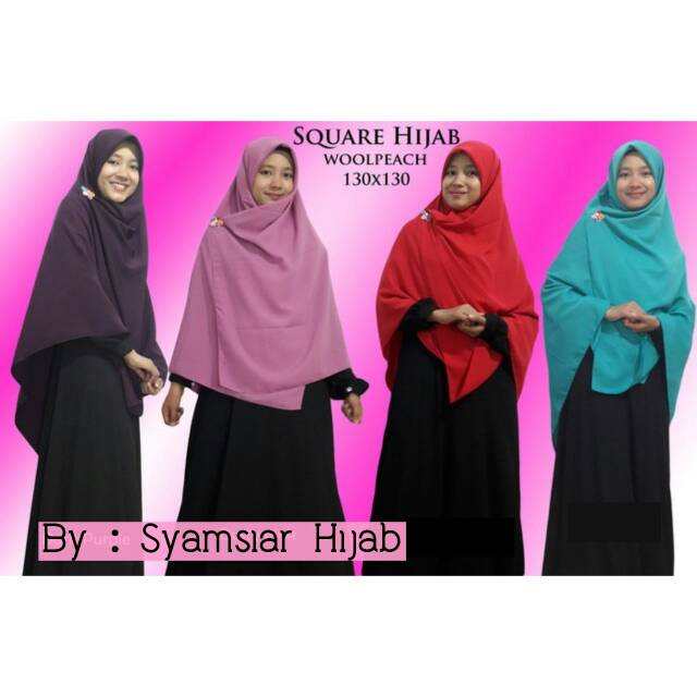 Jilbab / Hijab Segi Empat 130 x 130 Kerudung Square Jumbo Syari , Wolfis , Kekinian , Murah