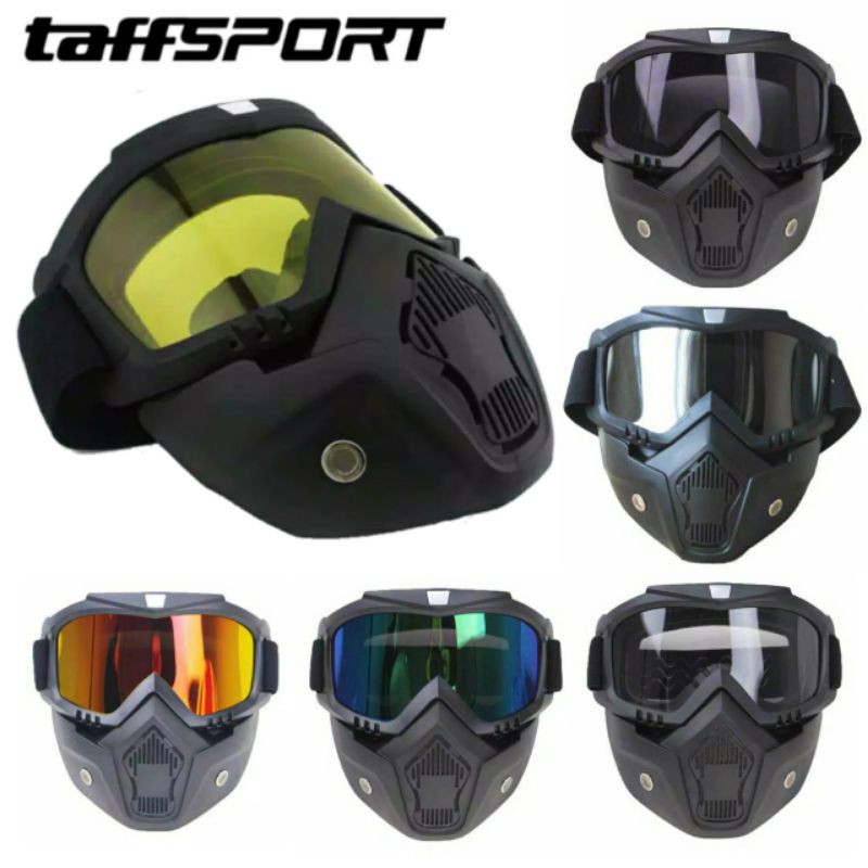 Goggle Masker Motor Goggles Mask Retro Windproof - Kaca Biru