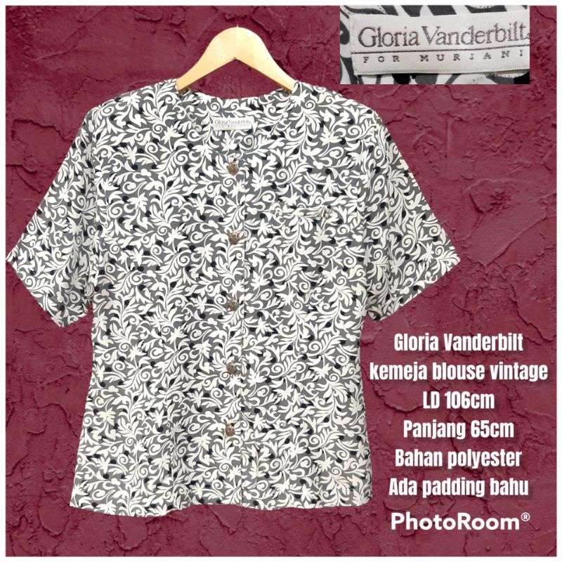 Gloria Vanderbilt kemeja blouse wanita vintage