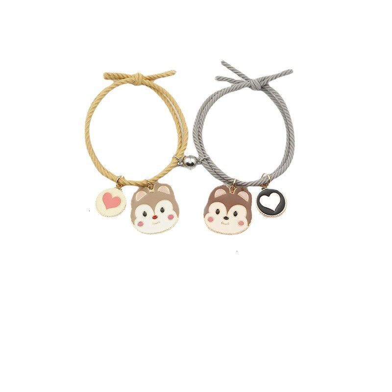 2 Pcs Kawat Gelang Pasangan Desain Magnet Astronot Cinnamoroll Curm Untuk Kurung Magnet Pria Dan Wanita/1 Pasangan   Magnet Kawat Pasangan Magnet Bracket   Menarik Tangan Persahabatan Gelang Hitam