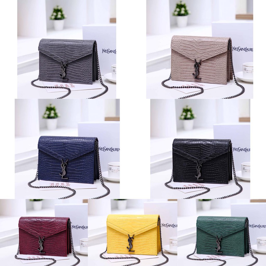 TAS YSL Envelope Sling Bag Croco 225-1 VIC with Box TAS SELEMPANG WANITA