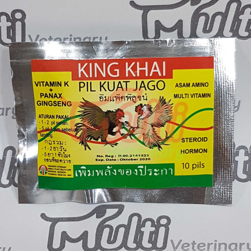 KING KHAI 10 cap Pil Kuat Ayam Jago Vitamin K Panax Gingseng Asam Amino Multi Vitamin Steroid Hormon