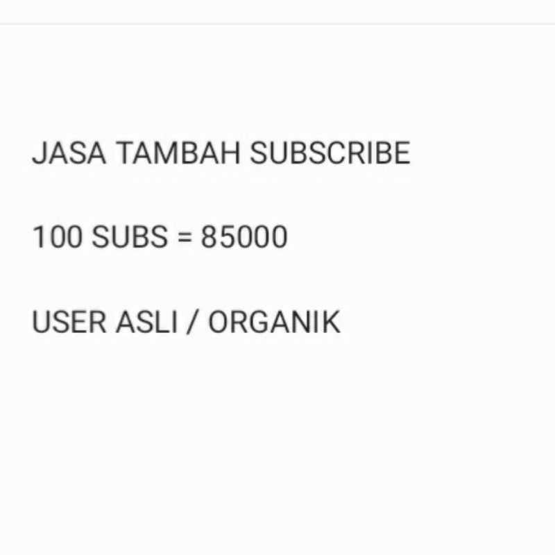 JASA TAMBAH SUBSCRIBE CHANNEL YOUTUBE ORGANIK / REAL MANUSIA MAYORITAS INDONESIA