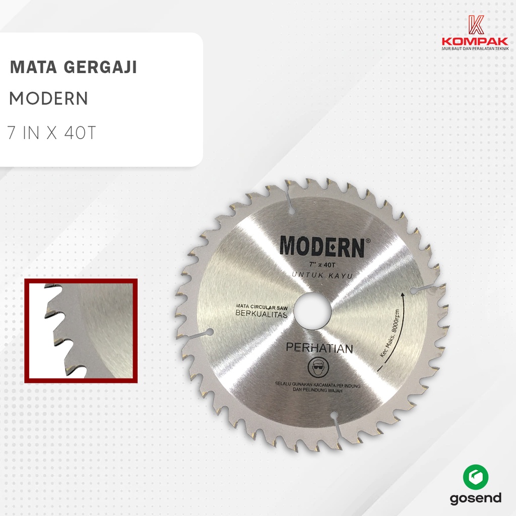 MATA CIRCULAR SAW KAYU TCT 7 INCH MODERN / MATA POTONG GERGAJI KAYU 7 INCH MODERN /MODERN SPARE PART