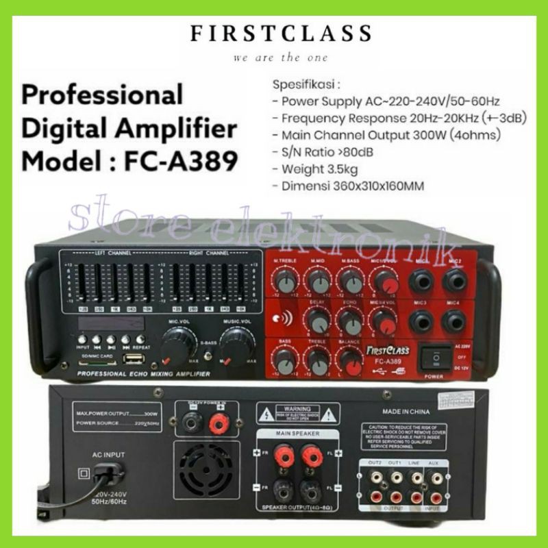 Ampli Firstclass FC-A389 Amplifier Firstclass Fc 389 Bluetooth Usb