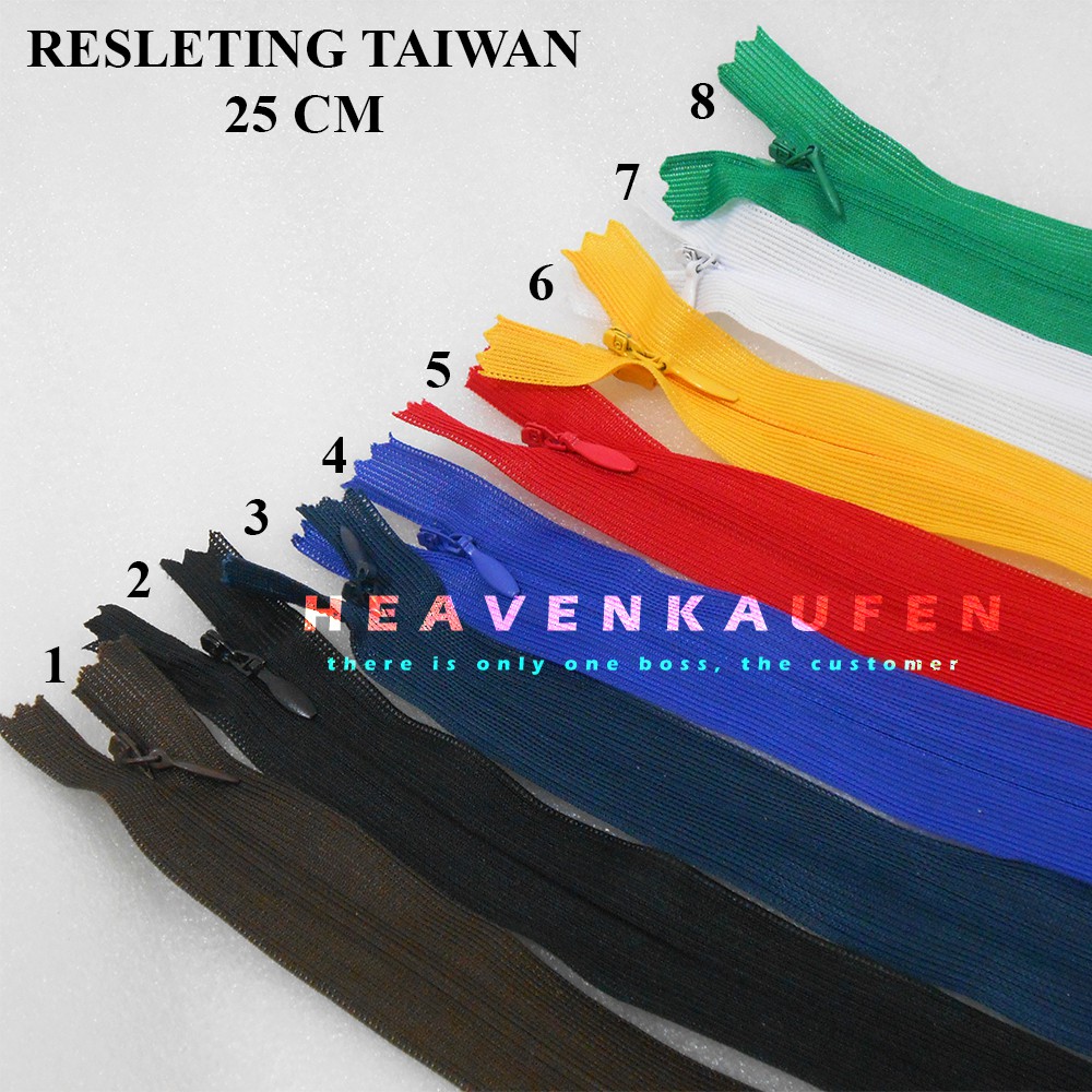 Resleting Taiwan 25 cm Invisible Zipper Murah