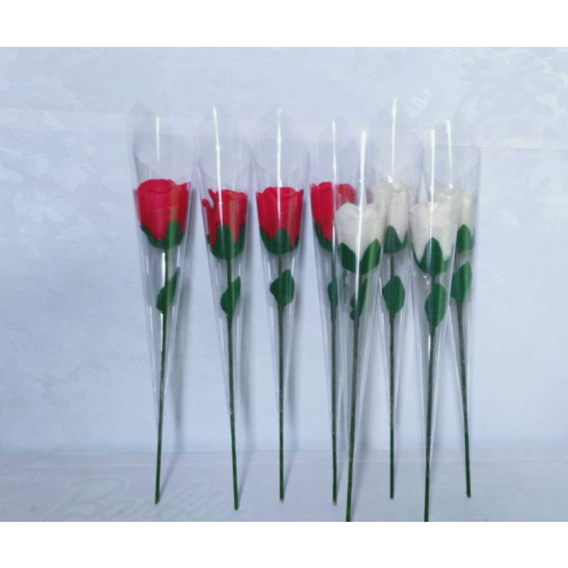 grosir buket bunga mawar singgel termurah dengan wraping mika