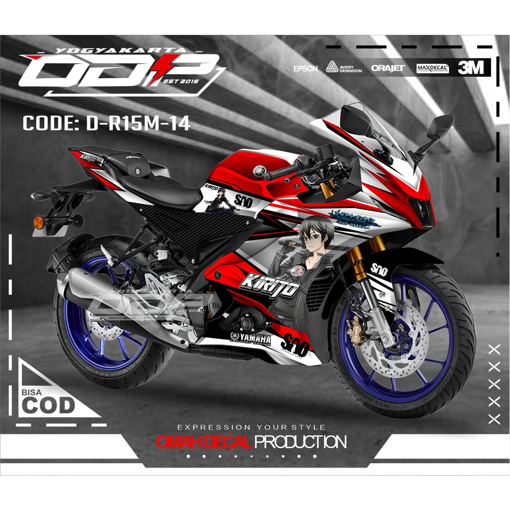 DECAL STIKER R15M V4 V1 V2 V3 V4 DECAL MOTOR R15M SWORD OF ART ONLINE ANIME ANIMASI YAMAHA DECAL TERBAIK TERLARIS DAN KULITAS TERBAIK BANYAK VARIAN WARNA MOTIF TERBARU KEREN