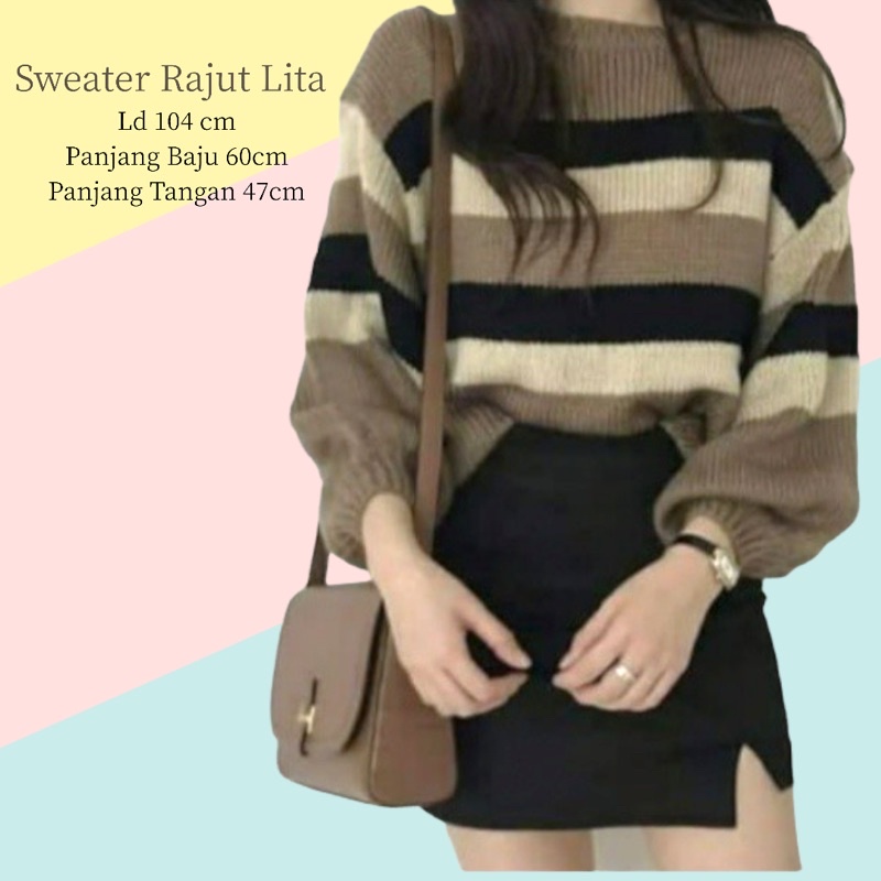 Sweater Rajut Lita Lengan Panjang