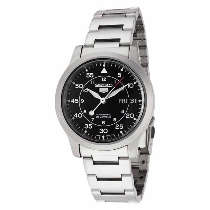 Jam Tangan Uniex - Seiko 5 SNK809K1 Automatic Silver Black New
