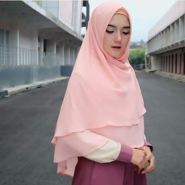 khimar 2 layer non pet syari hijab kerudung jilbab instant