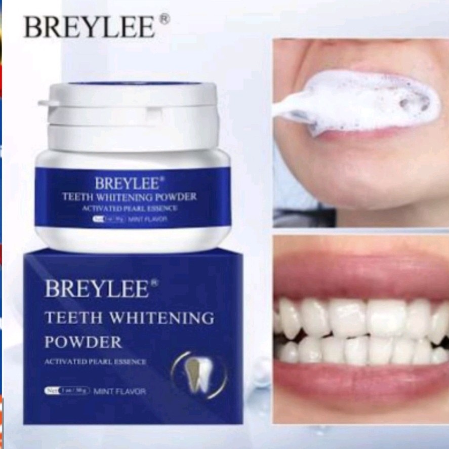 PROMO Pemutih Gigi Permanen / Pembersih Kerak Gigi Ampuh Breylee - Breylee Teeth Whitening - Bubuk Pemutih Gigi Teeth Whitening Powder - Pemutih Gigi Paling Ampuh - Pembersih Karang Gigi Original - 30gr - Pemutih gigi kuning permanen - Pemutih Gigi