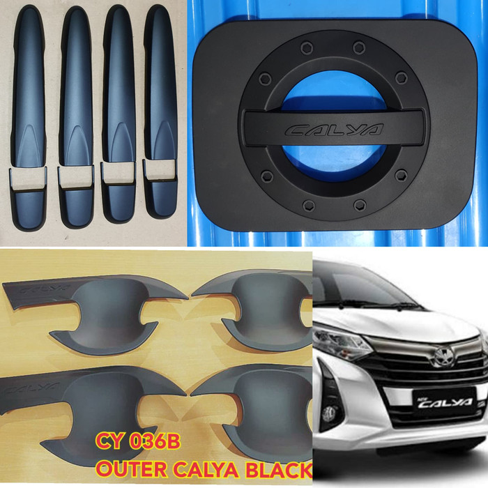 PAKET cover handle PEGANGAN PINTU + outer mangkok + cover tank TUTUP BENSIN TOYOTA CALYA HITAM