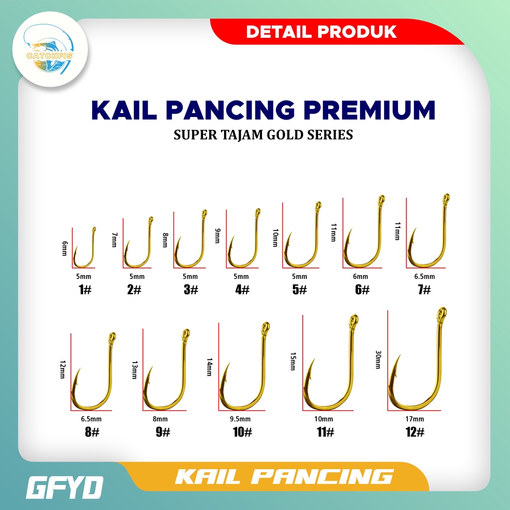 Catchfis - Kail Pancing Gold 25 pcs High Carbon Steel Barbed Fishing Hook Tackle Kail GFYD-2