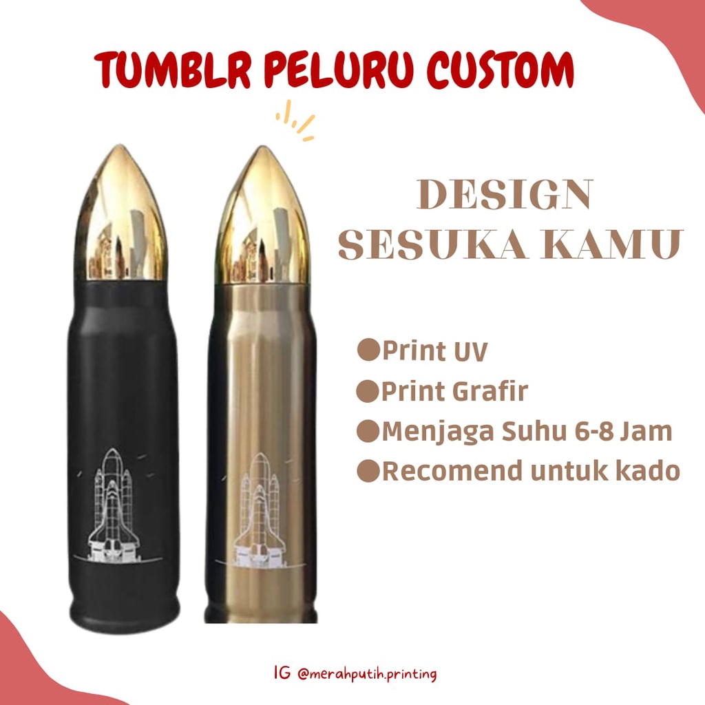 Custom Tumbler Peluru Print Grafir - UV