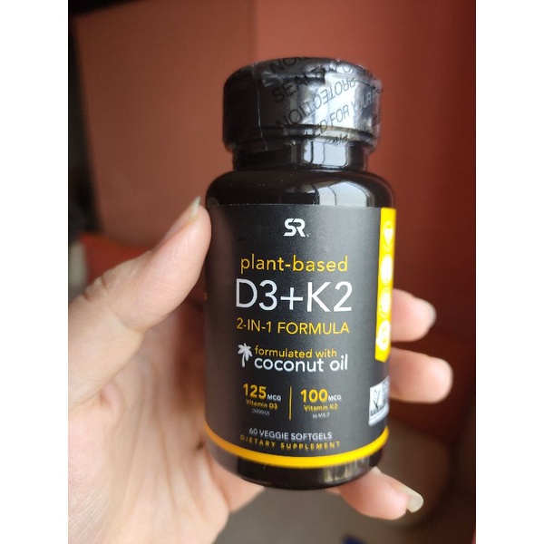 SPORT RESEARCH Vitamin D3 + K2, Plant Based, 60 Veggie Softgels
