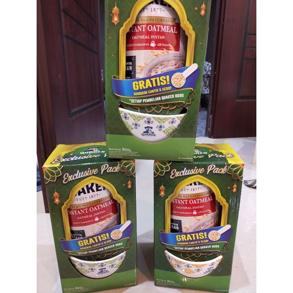 QUAKER OATMEAL 800 GRAM BONUS MANGKOK CANTIK/ QUACKER OATS/ HAVERMUT/ SEREAL GANDUM INSTAN
