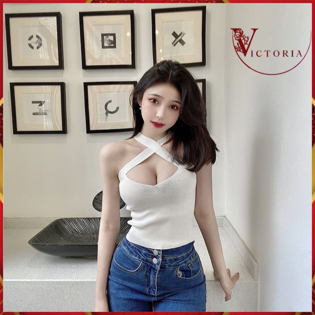 Victoria Maddie Tank Top Crop Stylish Wanita 4065