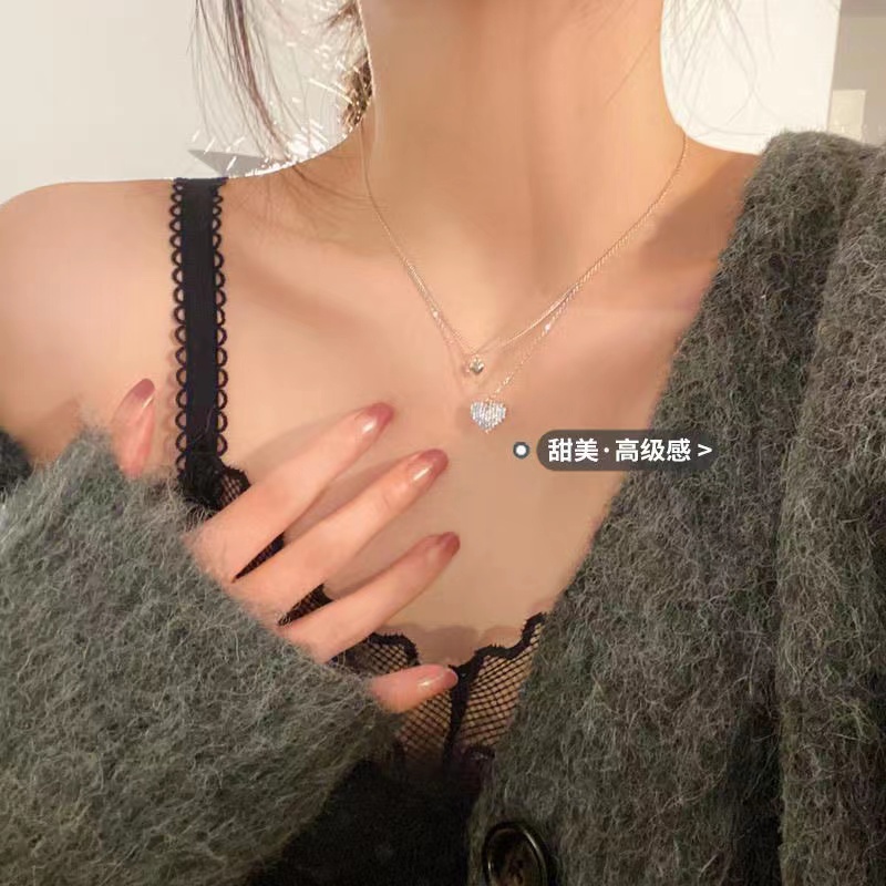 IFYOU Kalung Rantai Choker Model Double Layer Warna Silver Gaya Korea Untuk Wanita