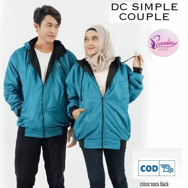 Jaket DC Pria Bolak-balik Bahan Parasut Despo Fleece Navy Abu