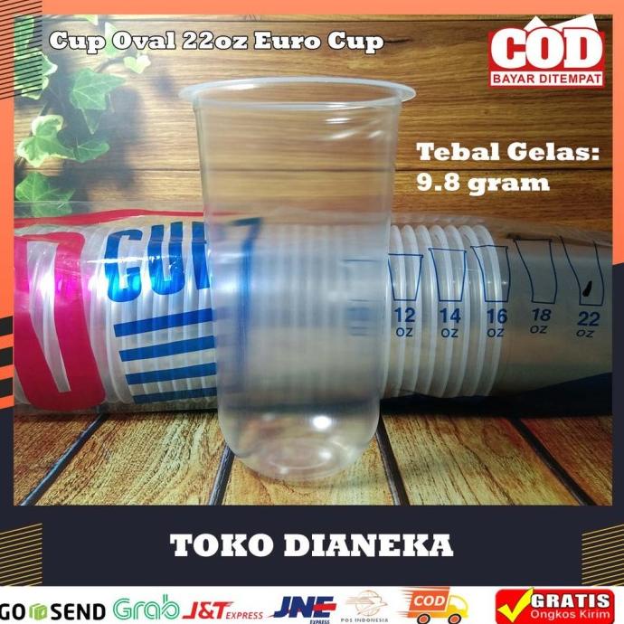 +++++] Gelas Plastik Cup Oval 22oz Euro