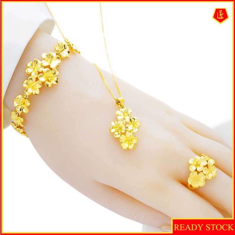 [Ready Stock]Women's Gold Flower Ring Set Elegant Graceful