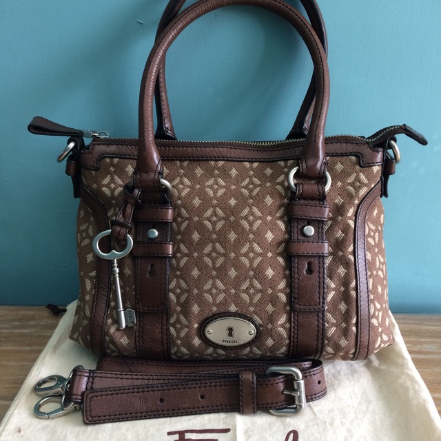 Tas fossil maddox pecan satchel brown