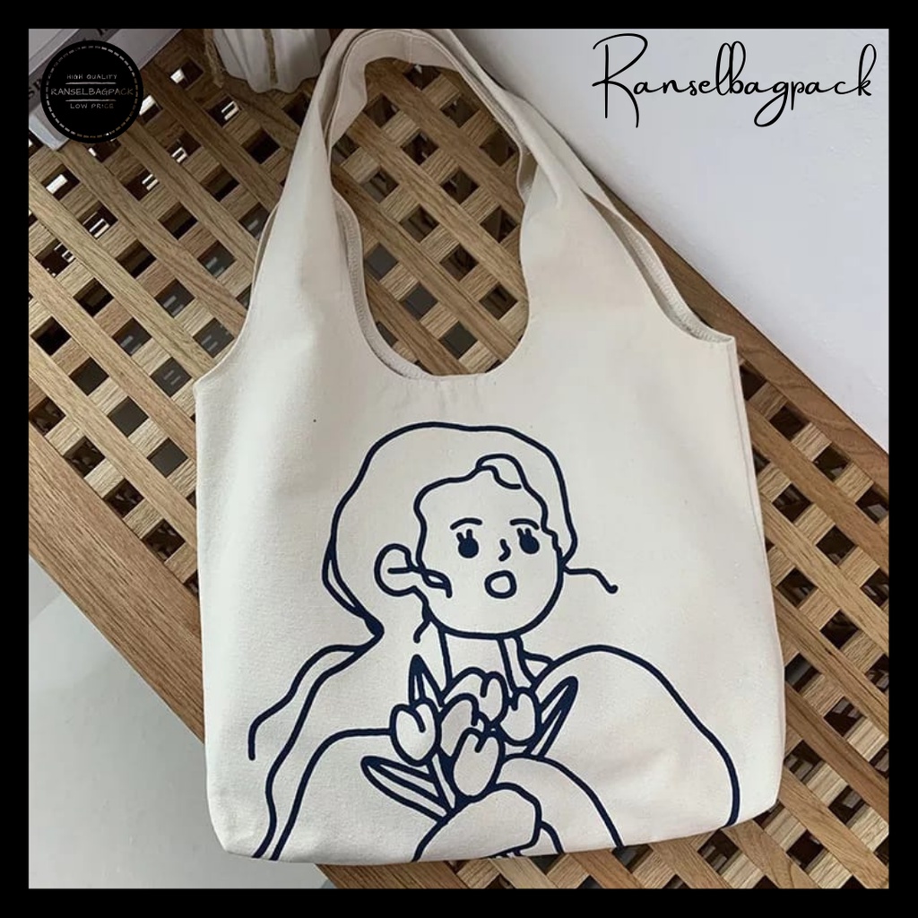 Tote Bag Wanita - Sekolah Kuliah Kerja Traveling Korea Fashion Multifungsi Stylish Bahu Kekinian Import Lokal Original Kanvas Murah Terbaru Bagus Perempuan Cewekl