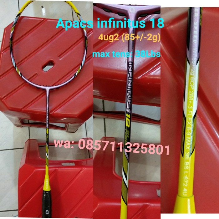 Raket Badminton Apacs Infinitus 18 .. max tens 38lbs , 100% Original Apacs 