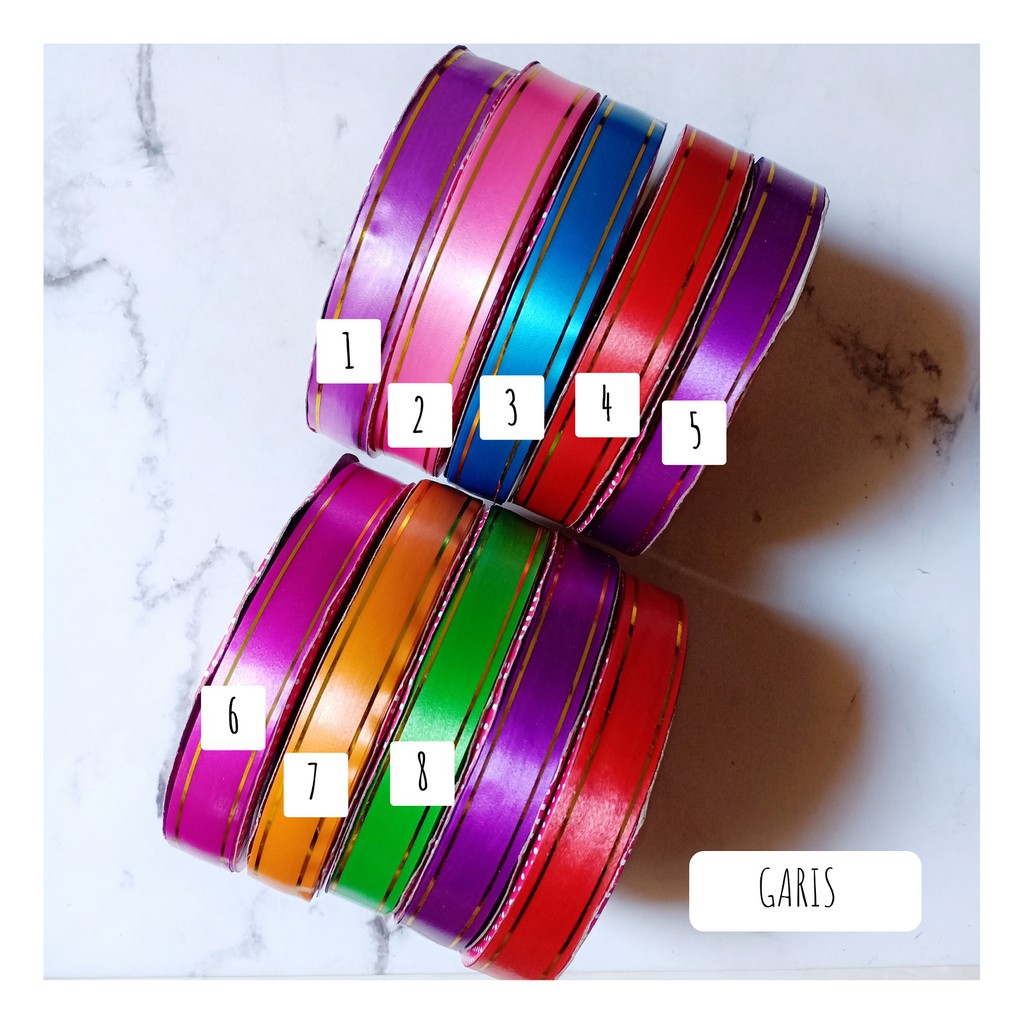 

Pita Kado 1,6 cm / Pita Jepang / Pita Kertas 16mm/ Pita Plastik PP MOTIF