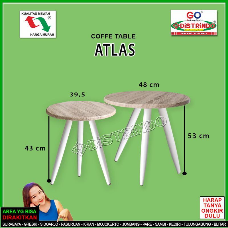 Jual Coffe Table Meja Tamu Bulat Modern Kualitas Halus Papan