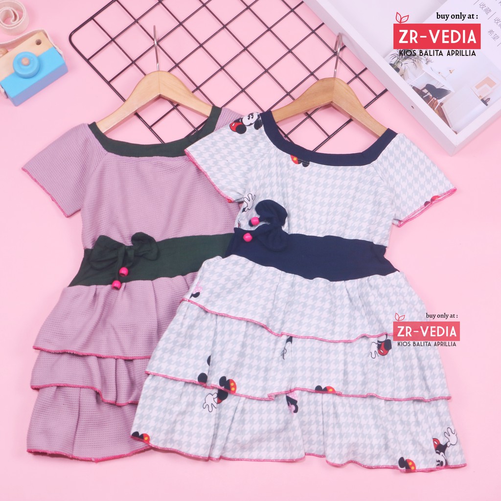 Dress Nayla uk 4-5 th / Dress Polos Lengan Balita Anak Perempuan Dres Import Baju Pesta Harian Motif Murah