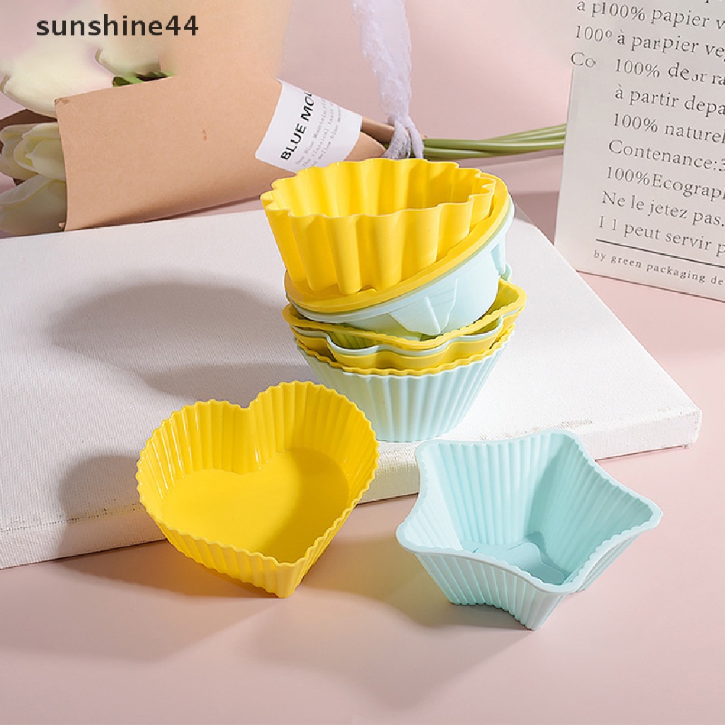 Sunshine 1Pc Cetakan Kue Muffin Bahan Silikon Tahan Panas Dapat Dipakai Ulang