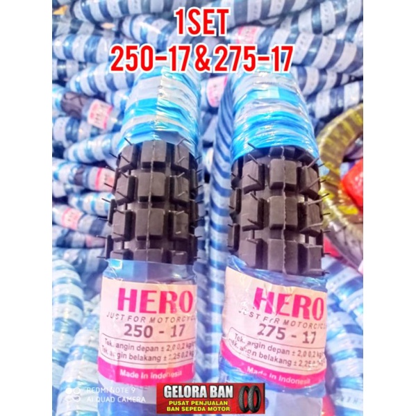 satu set depan belakang ban trail 250-17 & 275-17 ban tril ban cangkul ban motor bebek ban riing 17 