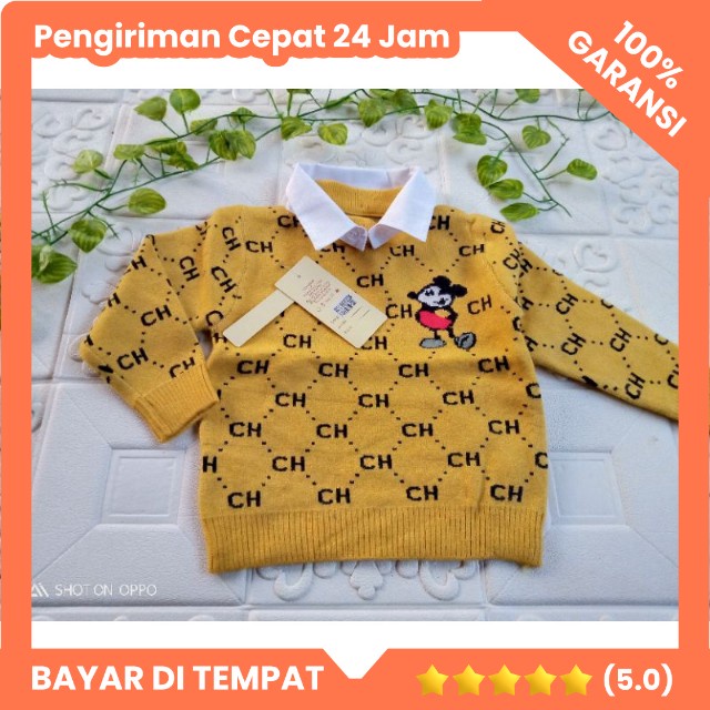 sweater kerah rajut import 2-7 tahun premium UNISEX / sweater rajut kerah anak cowok cewek