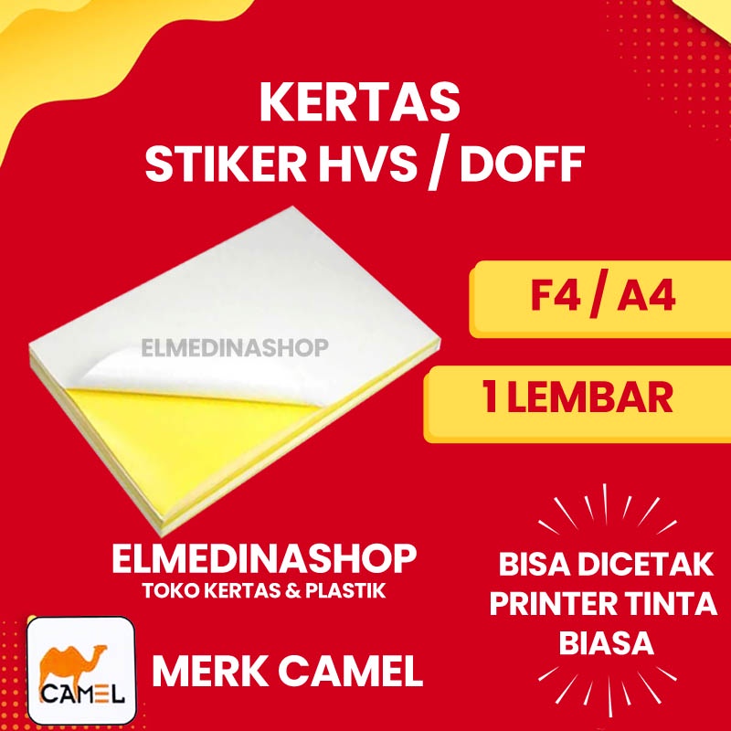 

1 Lembar Kertas Stiker HVS Merk Camel Sticker Label Doff F4 & A4