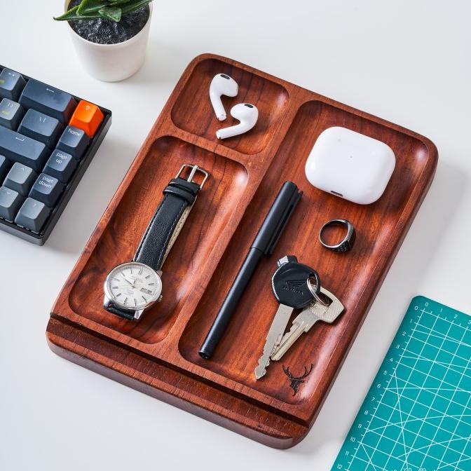 

Skandif Catchall Tray Premium Teak Wood Desk Organizer Kayu Jati (Re)